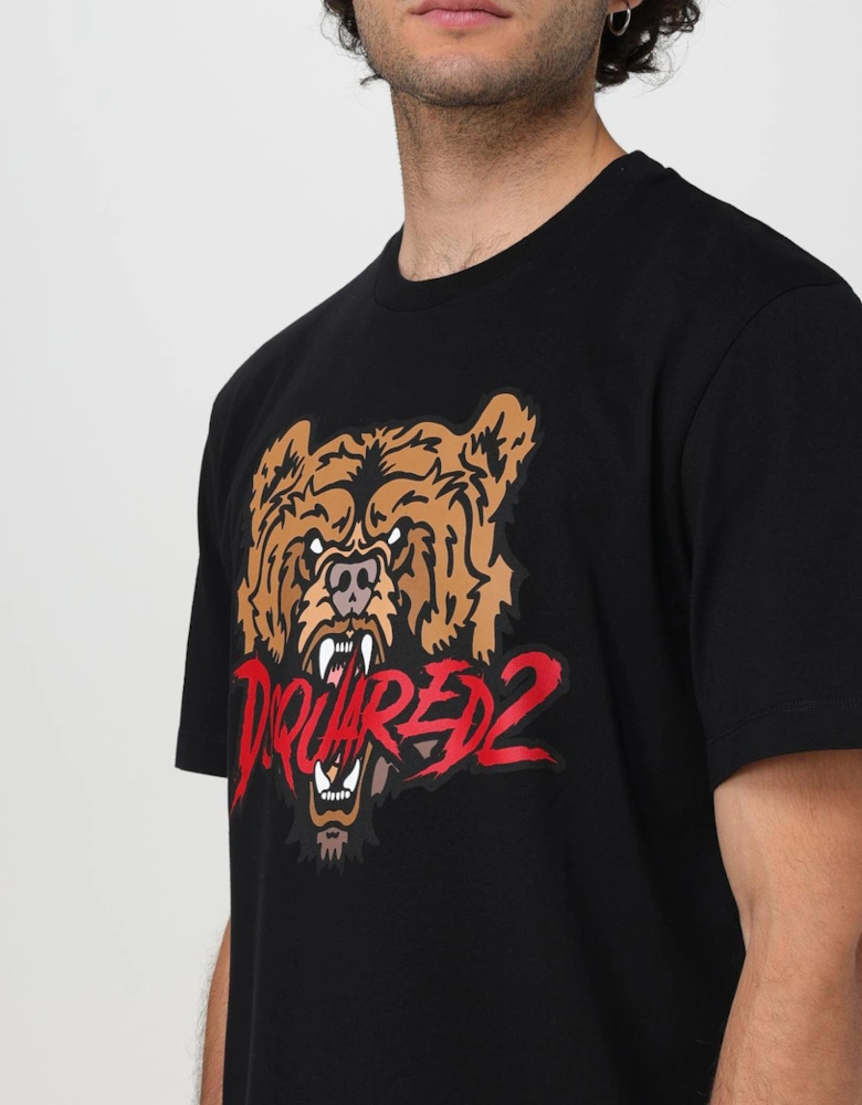 Bear Print Short Sleeve Crew Neck Tee
