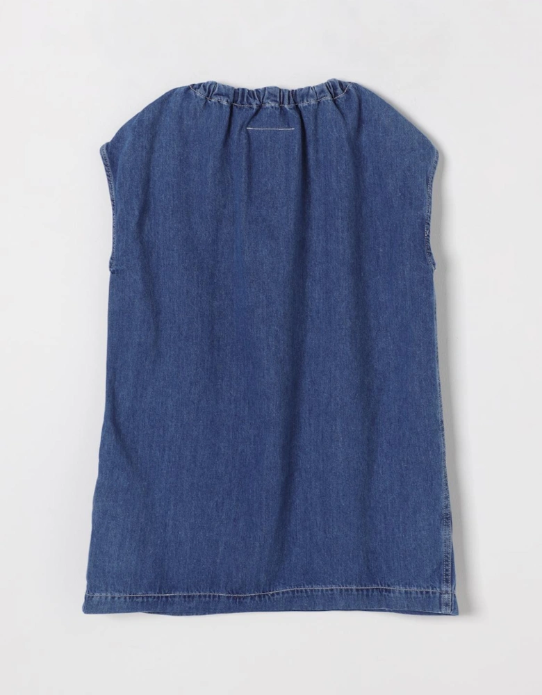 Denim Sleeveless Patch Pocket Dress