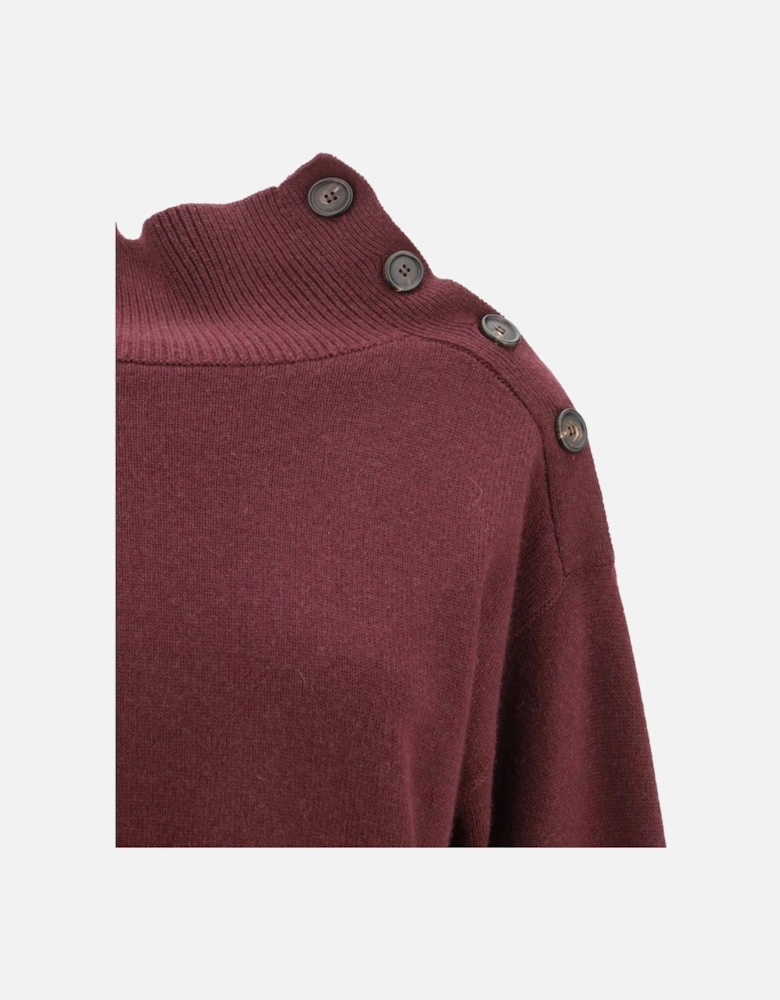 Cashmere Sweater with Adjustable High Collar and Buttons