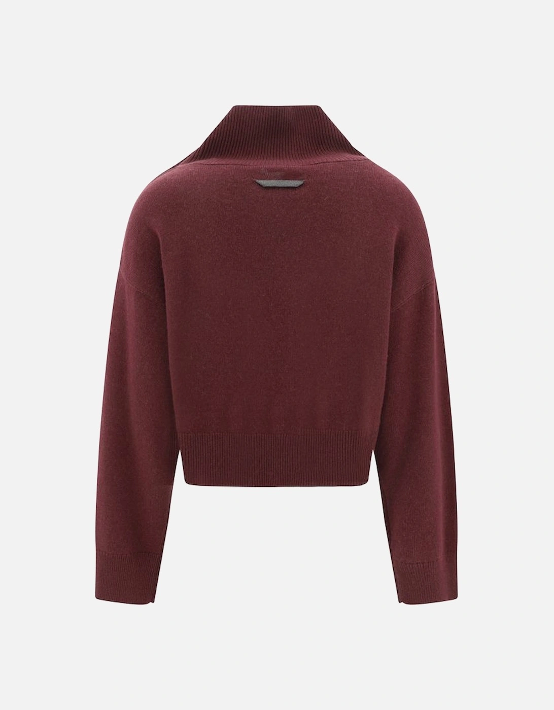 Cashmere Sweater with Adjustable High Collar and Buttons