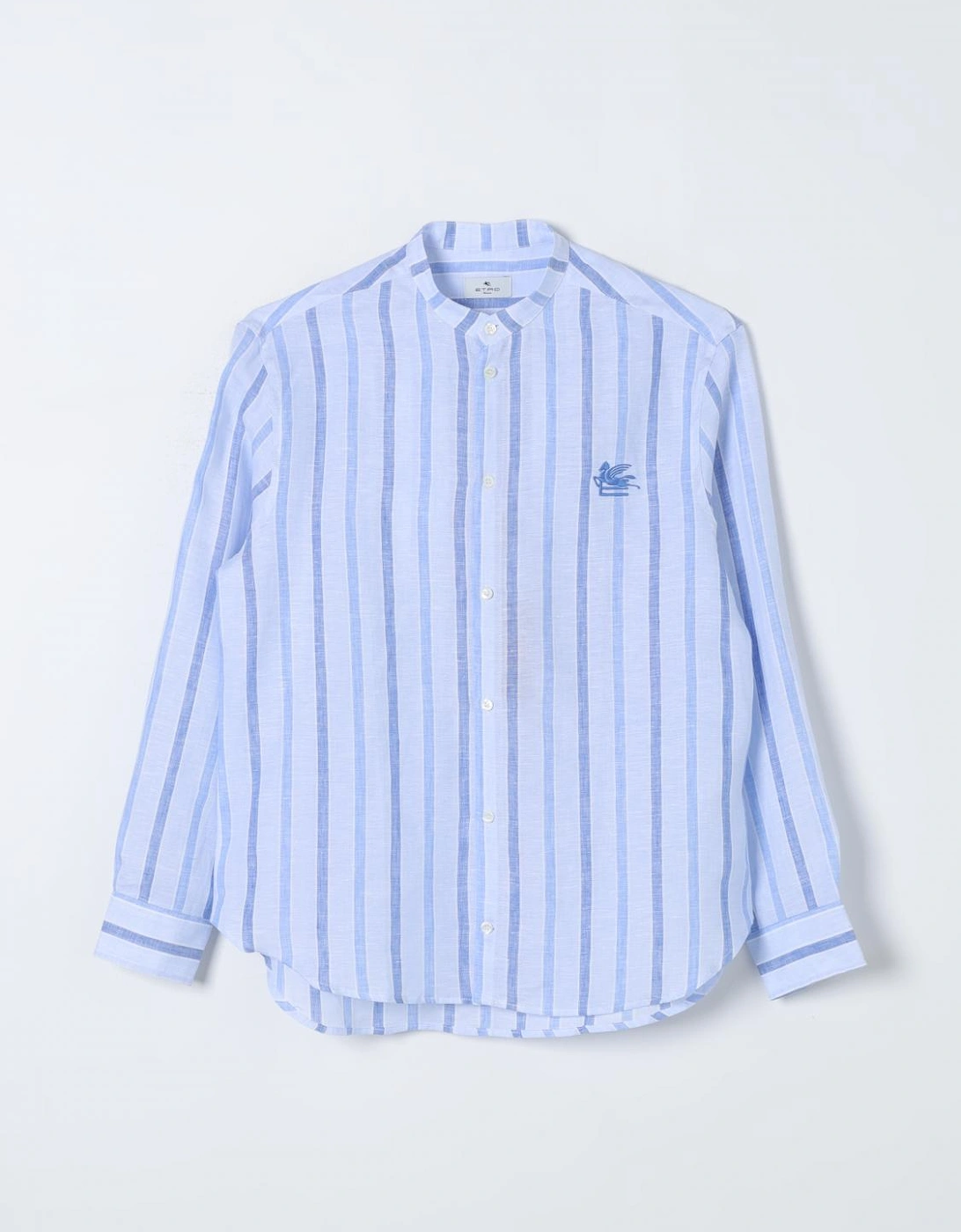 Linen Stripe Shirt Mandarin Collar, 4 of 3
