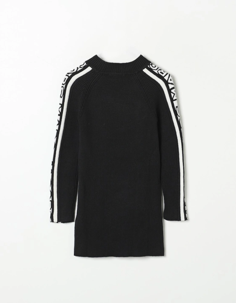 Ribbed Knit Mock Neck Sweater Dress