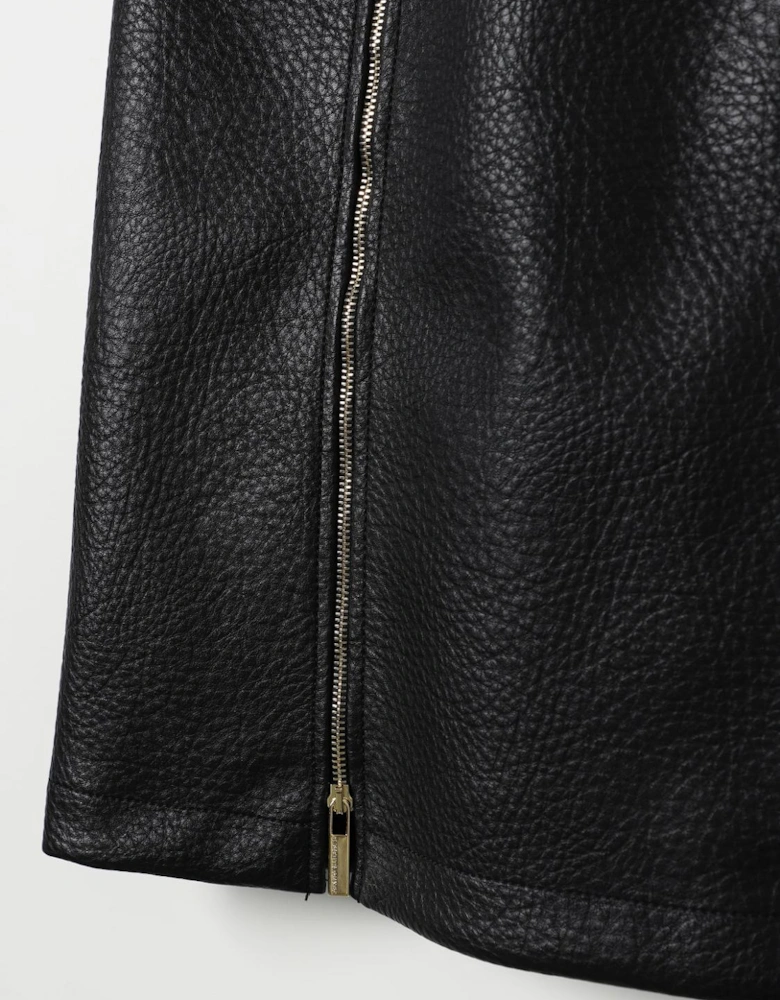 Faux Leather Side Zipper Dress
