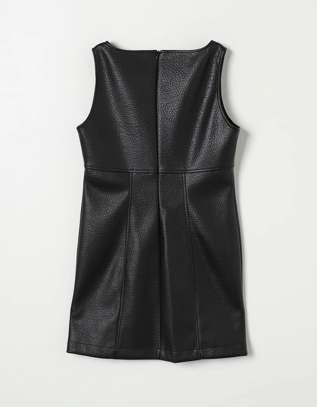 Faux Leather Side Zipper Dress