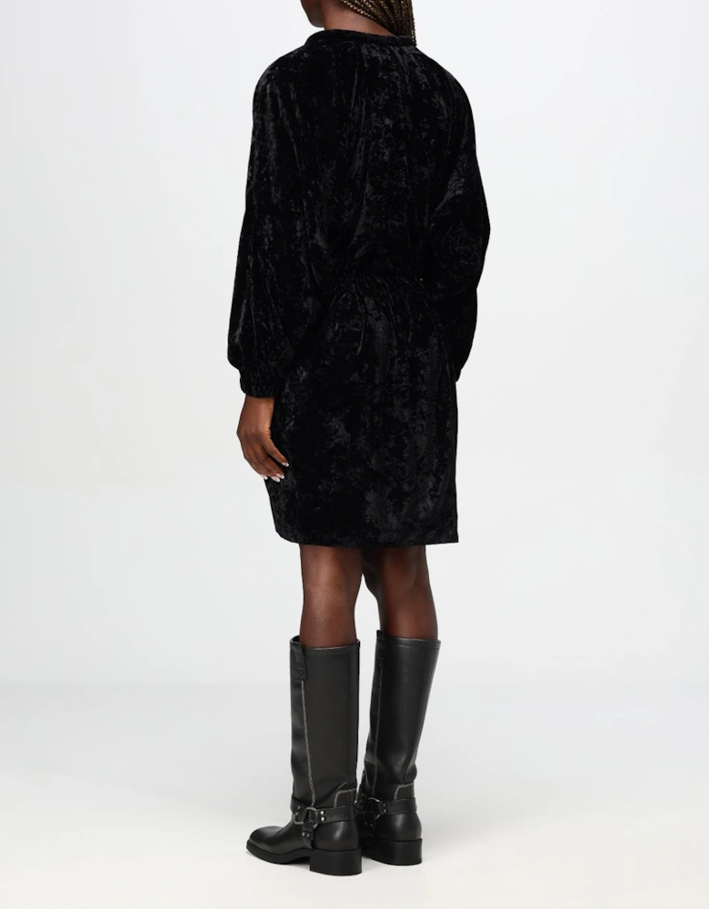 Crinkled Velvet Mini Dress