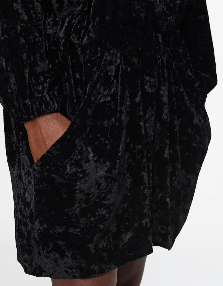 Crinkled Velvet Mini Dress