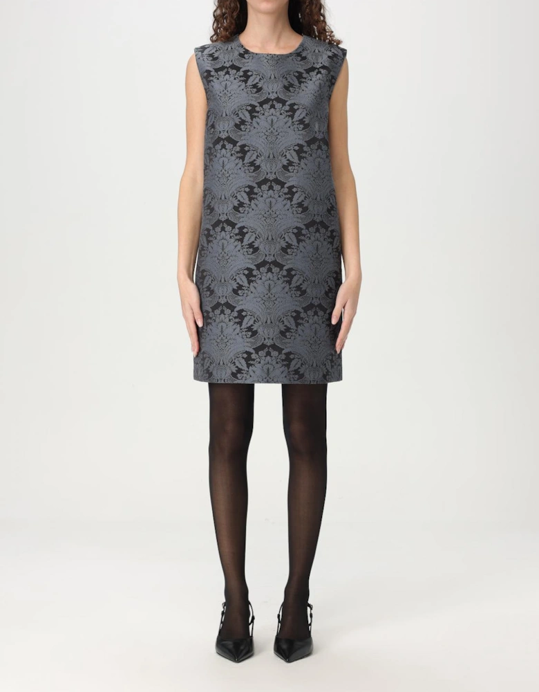 Sleeveless Shift Dress Floral Brocade