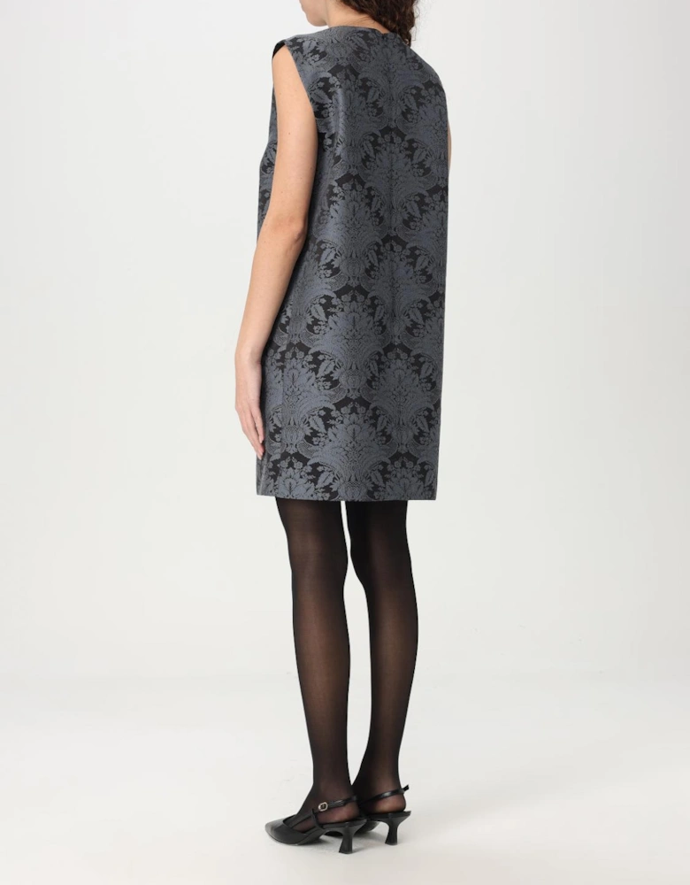 Sleeveless Shift Dress Floral Brocade