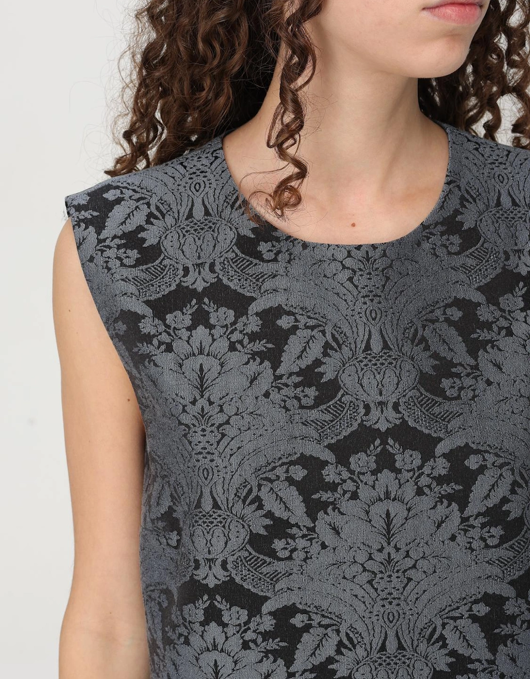 Sleeveless Shift Dress Floral Brocade