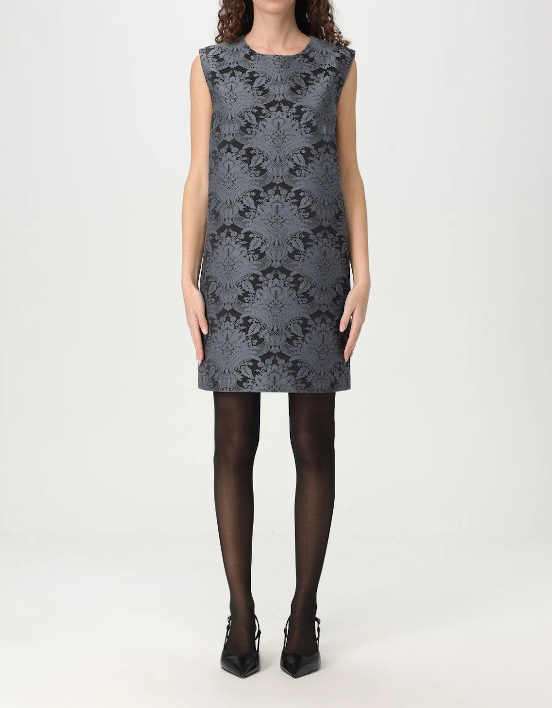 Sleeveless Shift Dress Floral Brocade, 6 of 5