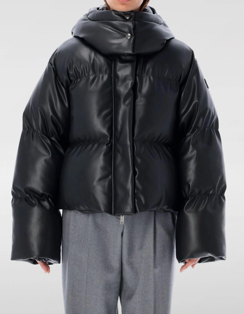 Faux Leather Puffer Jacket