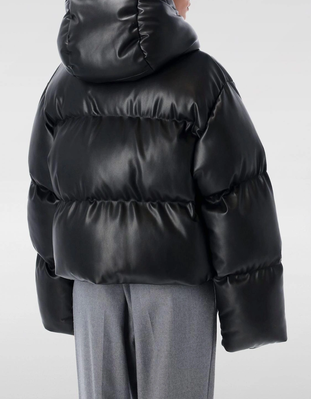 Faux Leather Puffer Jacket