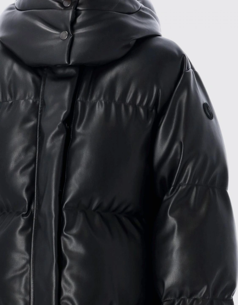 Faux Leather Puffer Jacket