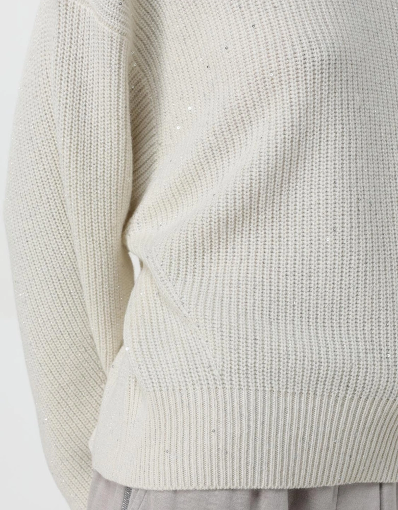 Ribbed Knit Crew Neck Long Sleeve Relaxed Fit Sweater