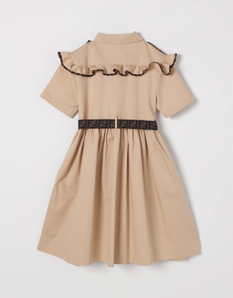 Girls Poplin Dress with Ruffled Collar