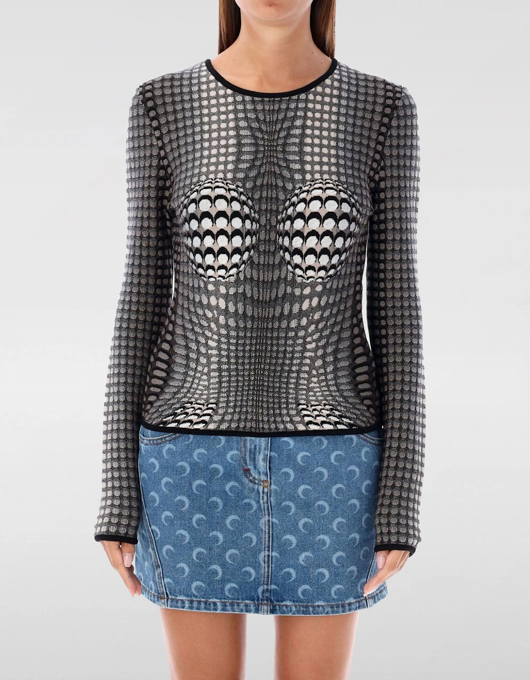 Moire Knit Top Long Sleeve Sweater, 4 of 3