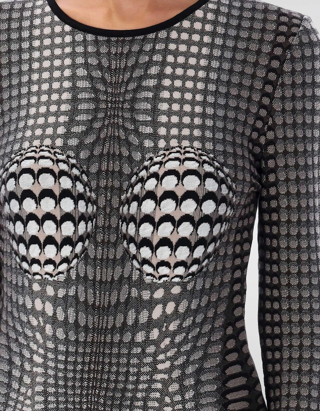 Moire Knit Top Long Sleeve Sweater