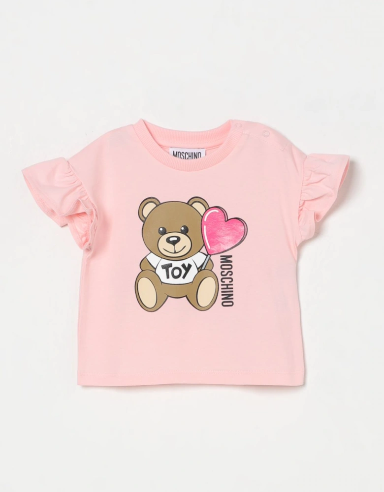 Teddy Bear Graphic Tee Ruffle Sleeves