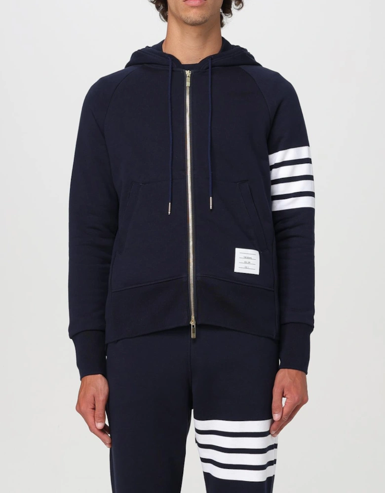 Zip-Up Hoodie with Side Stripe Detail and Drawstring Hood