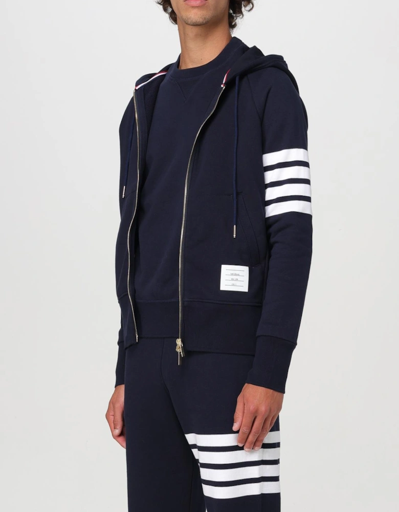 Zip-Up Hoodie with Side Stripe Detail and Drawstring Hood