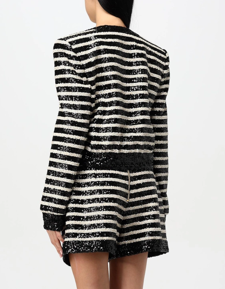 Sequin Striped Jacket and Shorts Set