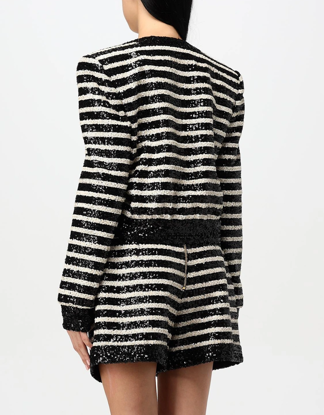 Sequin Striped Jacket and Shorts Set