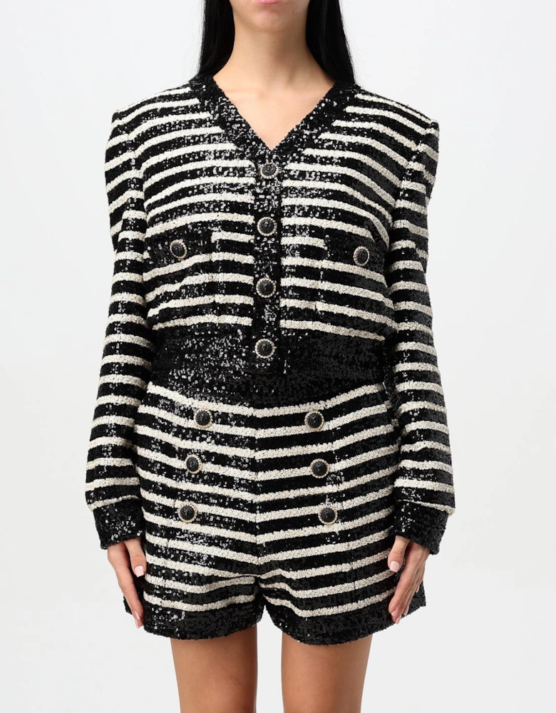 Sequin Striped Jacket and Shorts Set