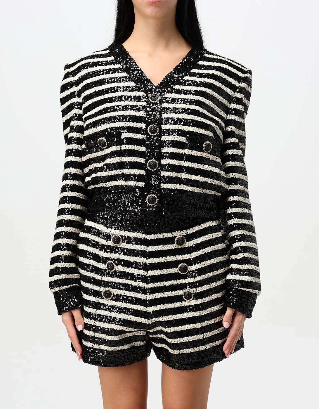 Sequin Striped Jacket and Shorts Set, 6 of 5