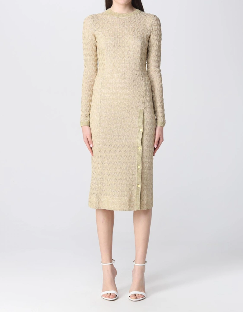 Metallic Knit Midi Dress