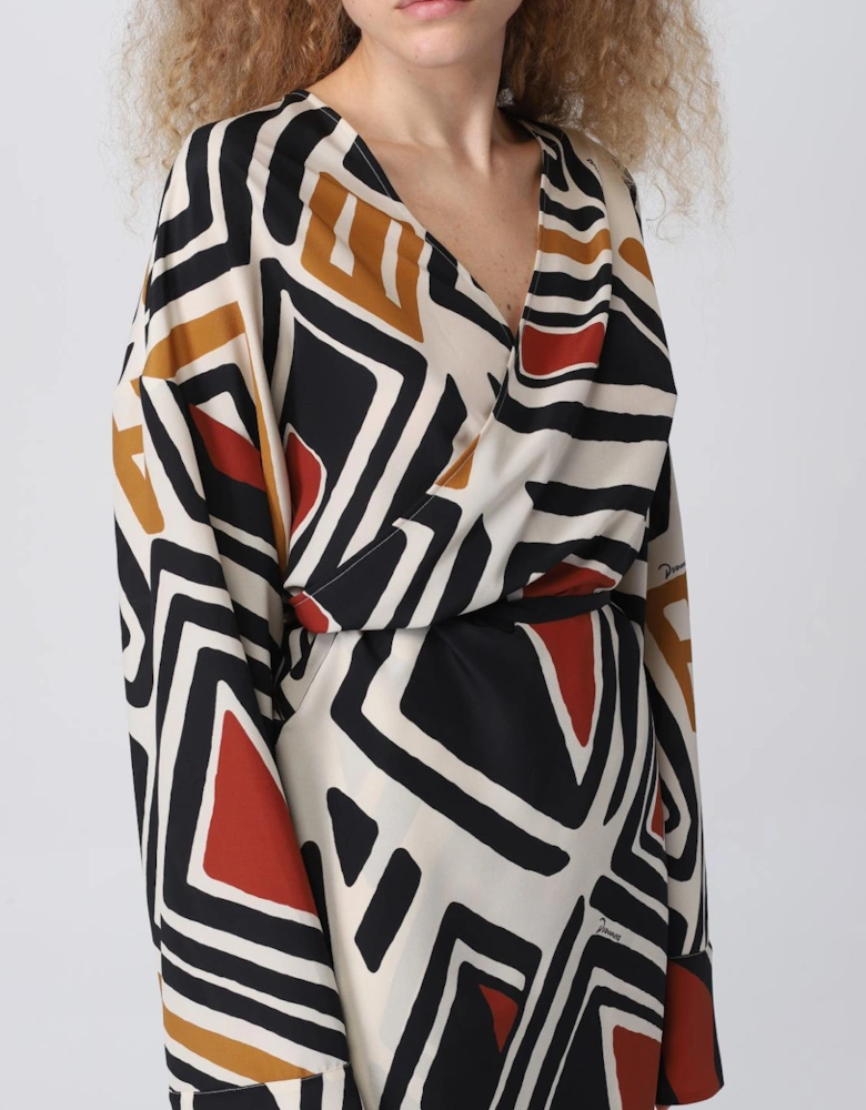 Geometric Print Mini Wrap Dress