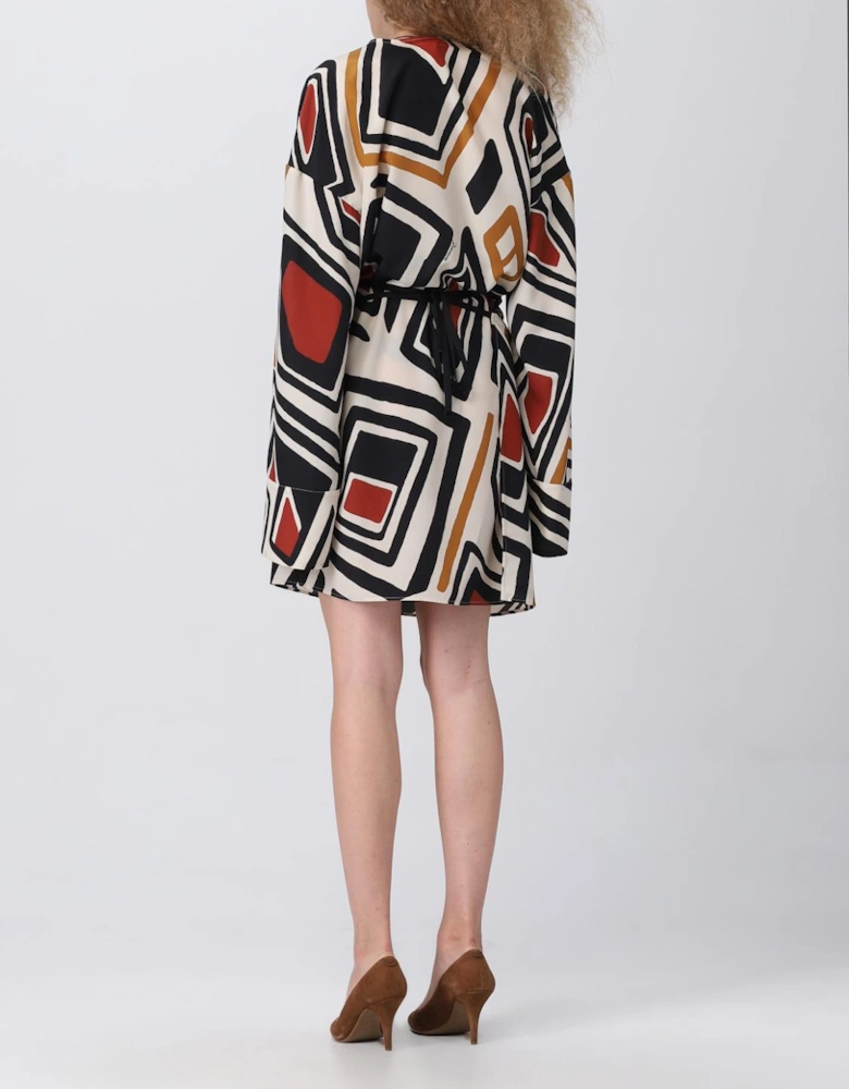 Geometric Print Mini Wrap Dress
