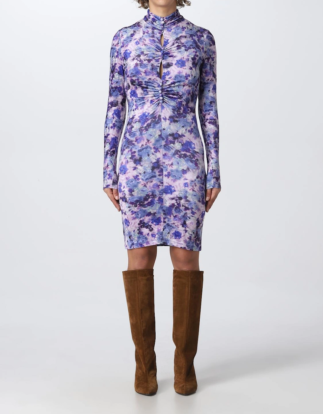 Floral Print Mini Dress Keyhole Neck, 5 of 4