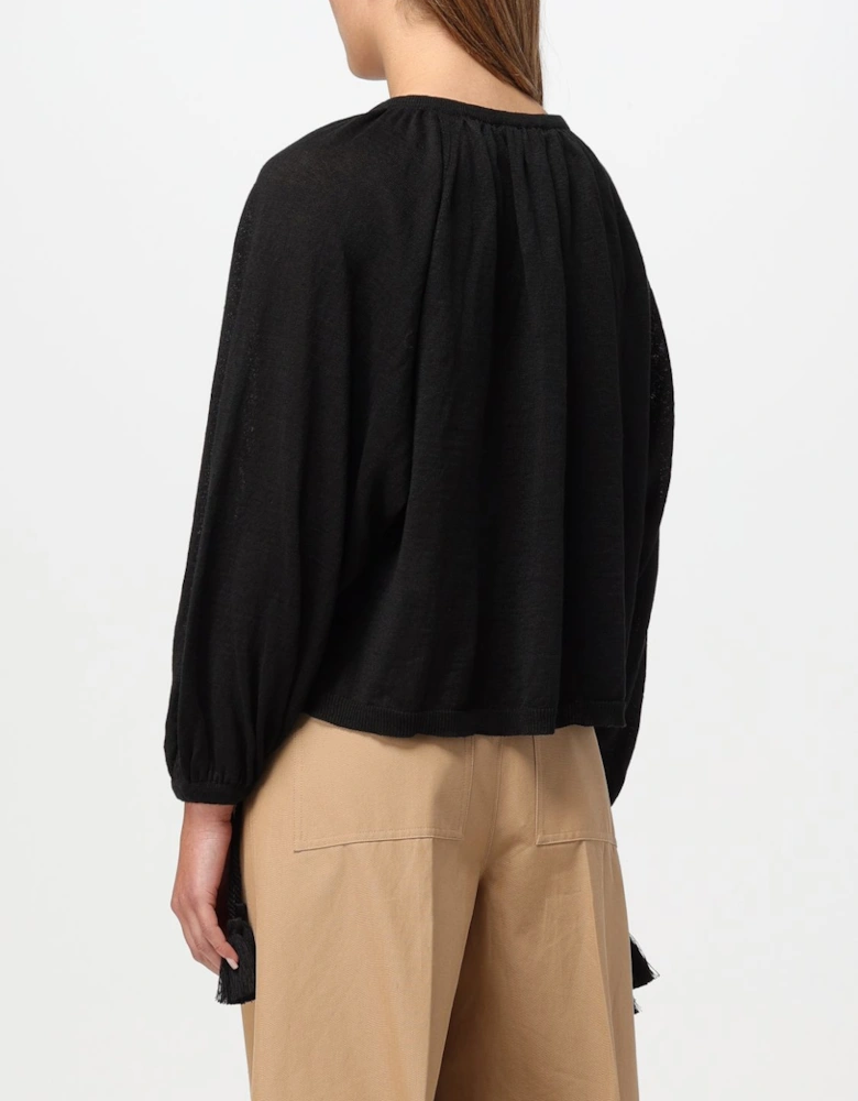 Tassel Neck Knit Top