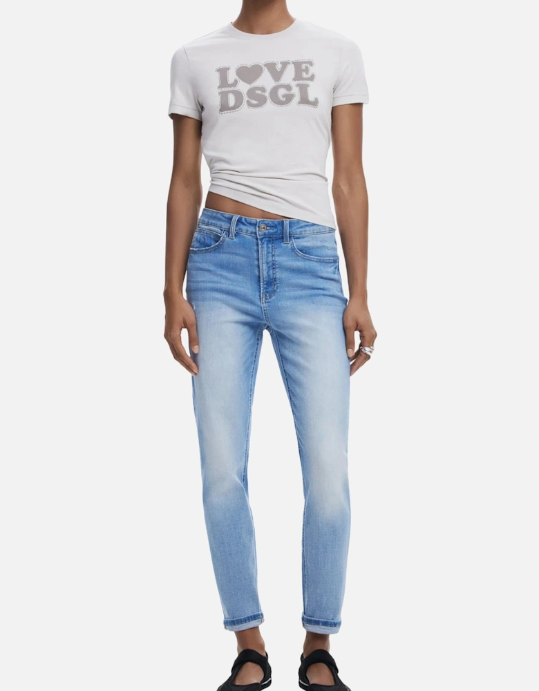 Straight Leg Light Wash Jeans
