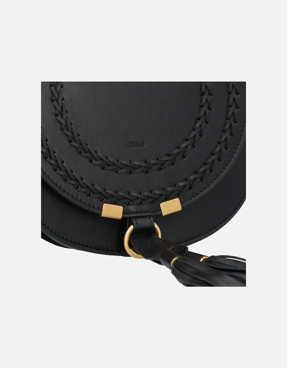 Canvas and Calfskin Small Saddle Bag with Tassel Closure