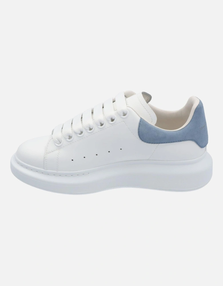 Smooth Leather Lace-up Sneaker with Blue Suede Detail