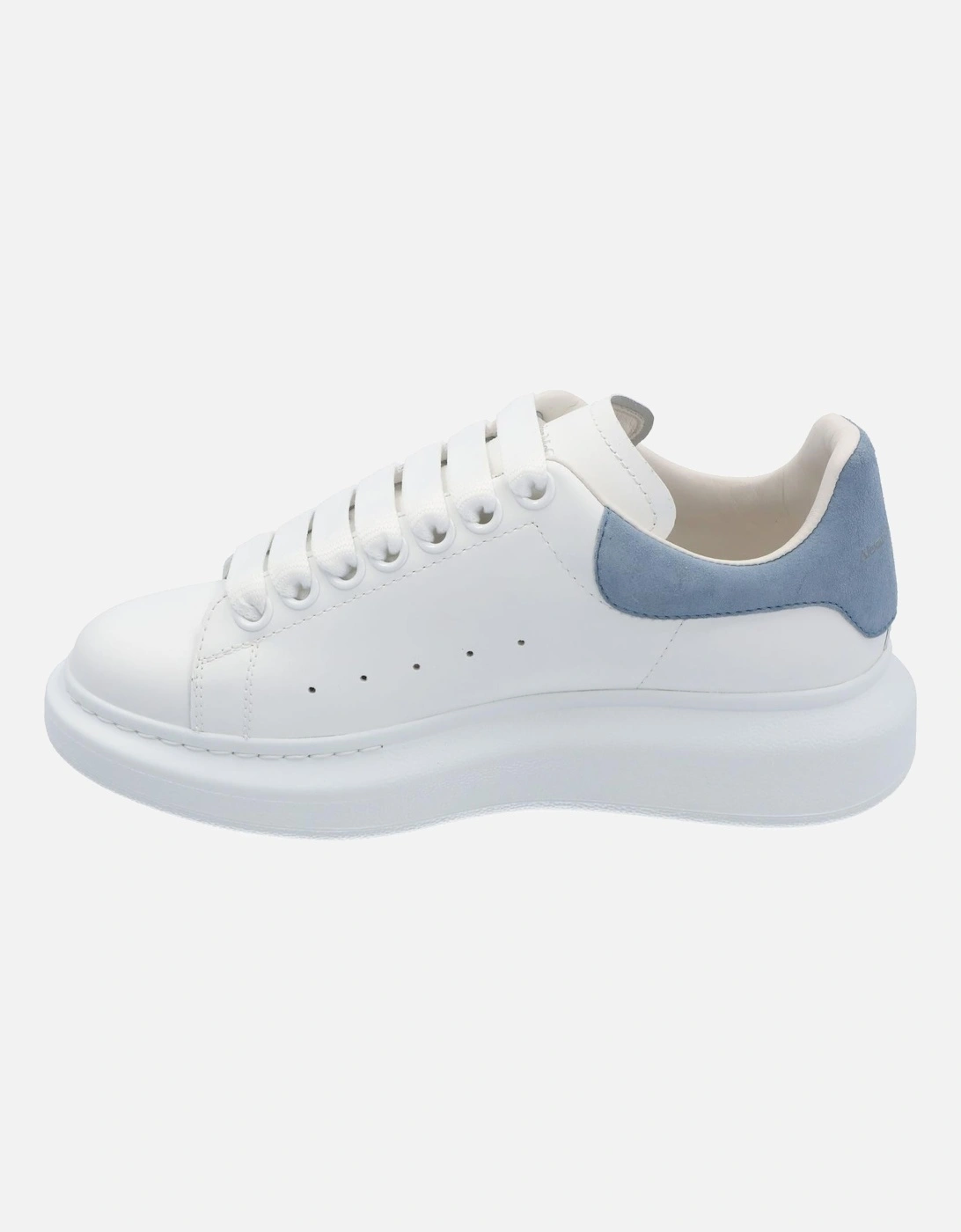 Smooth Leather Lace-up Sneaker with Blue Suede Detail