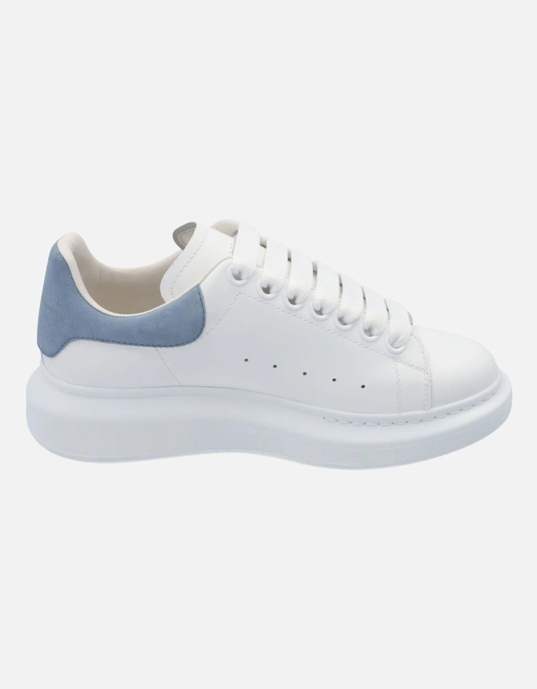 Smooth Leather Lace-up Sneaker with Blue Suede Detail