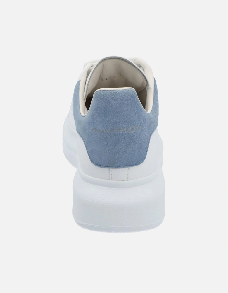 Smooth Leather Lace-up Sneaker with Blue Suede Detail
