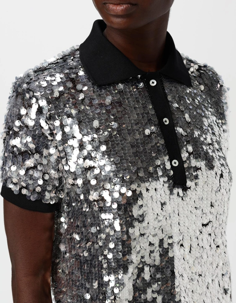 Sequin Polo Top and Skirt Set