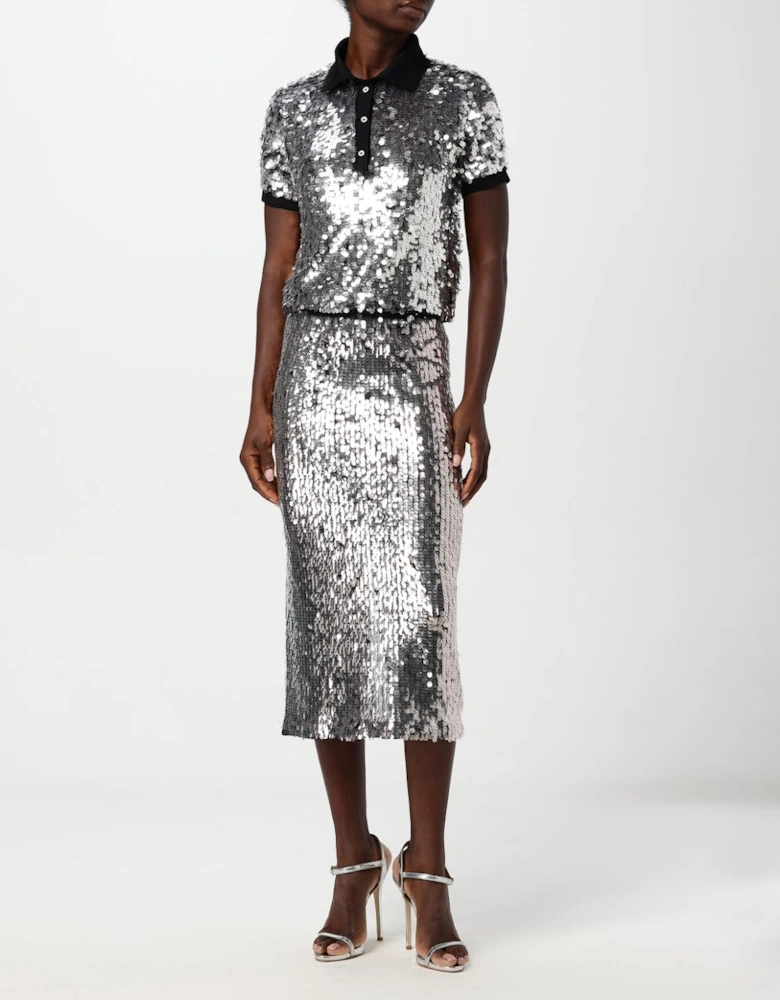 Sequin Polo Top and Skirt Set