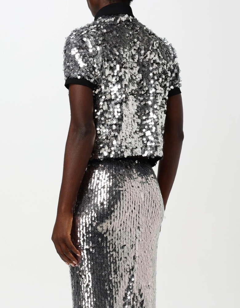 Sequin Polo Top and Skirt Set