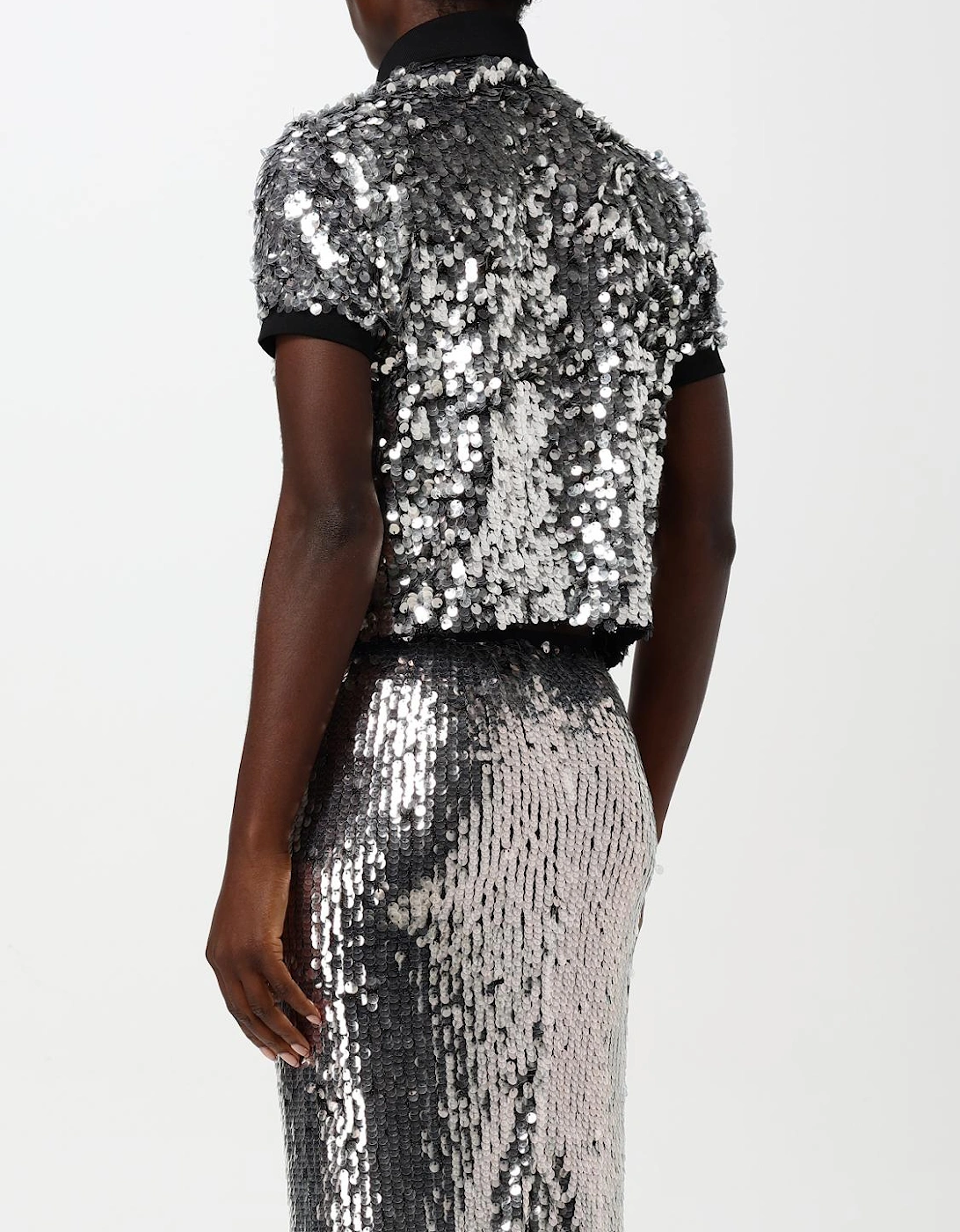Sequin Polo Top and Skirt Set