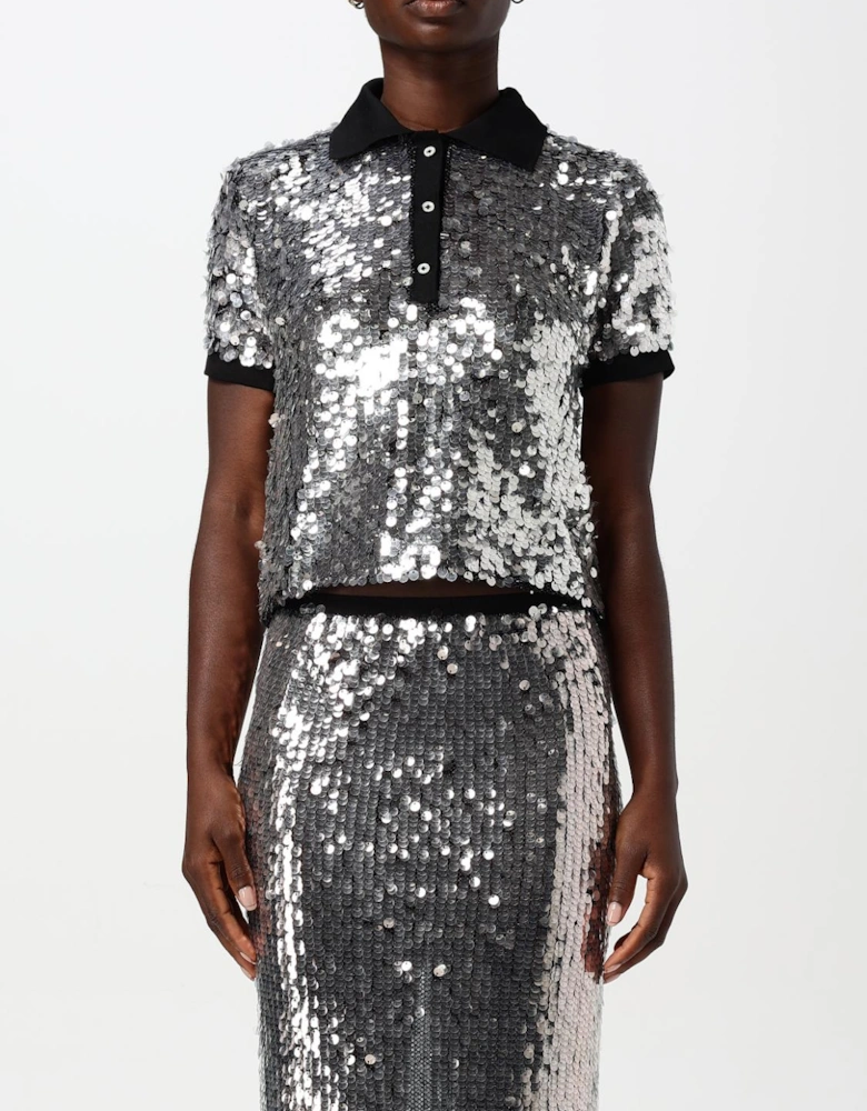 Sequin Polo Top and Skirt Set