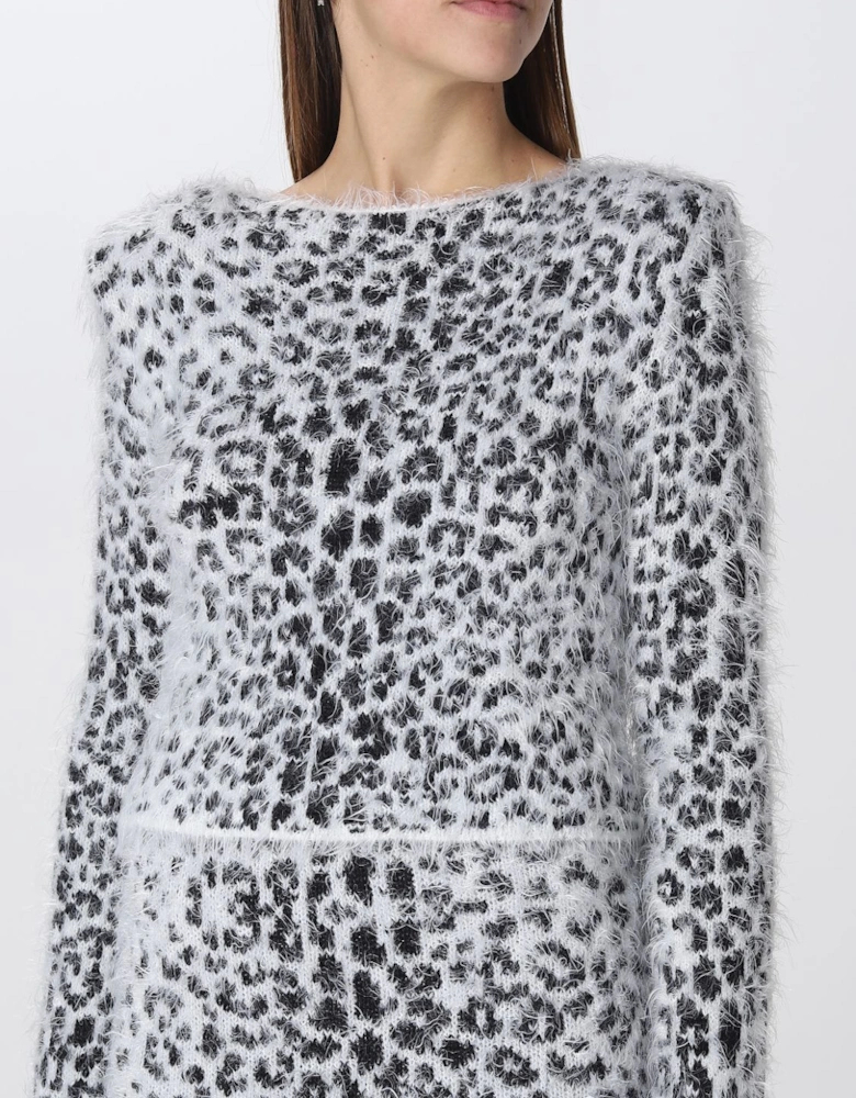 Leopard Print Fuzzy Knit Sweater Dress