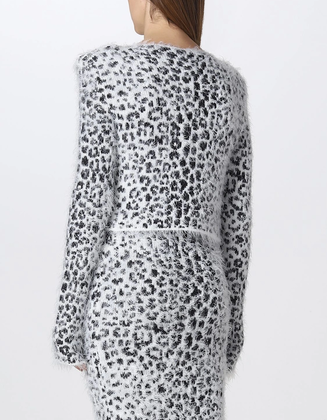 Leopard Print Fuzzy Knit Sweater Dress