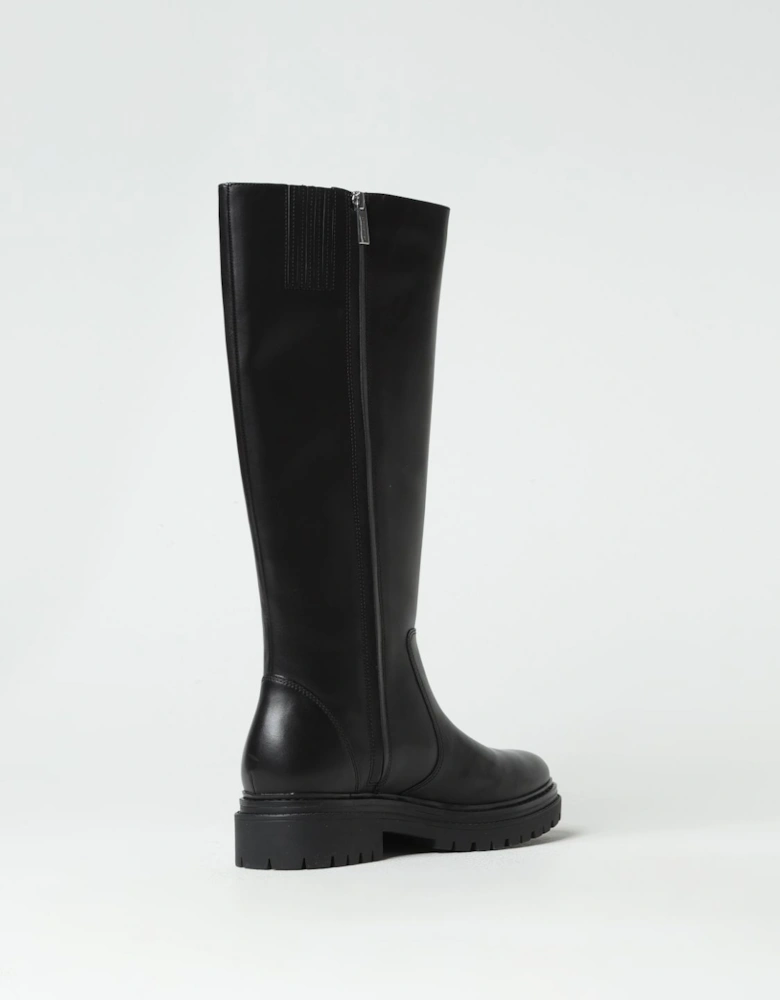 Knee High Leather Boots Zip Closure