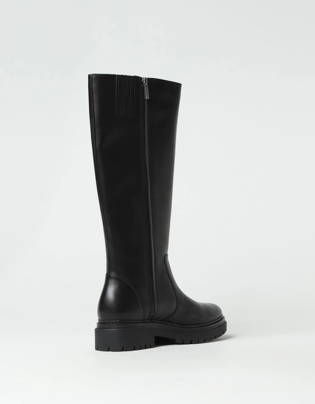 Knee High Leather Boots Zip Closure