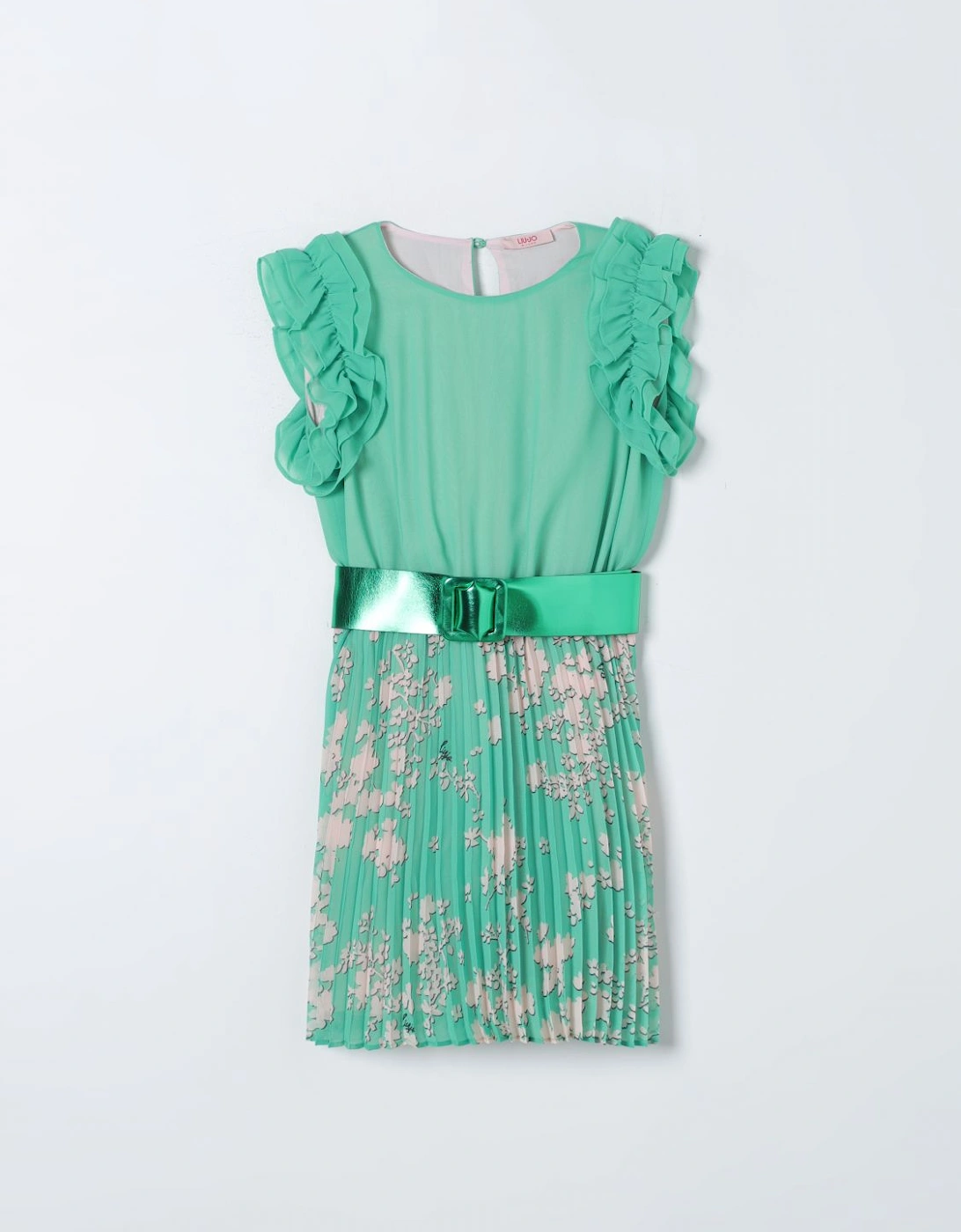 Pleated Argyle Dress with Belt