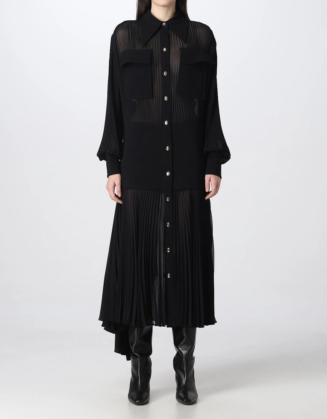 Pleated Midi Dress with Collared Neckline, 5 of 4